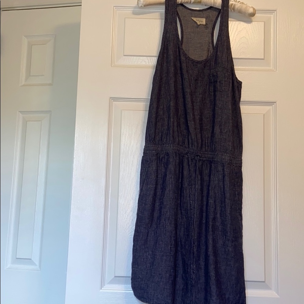 Chambray Tie-waist Razor Back Dress!